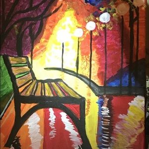 Fall In The Park Acrylic Painting